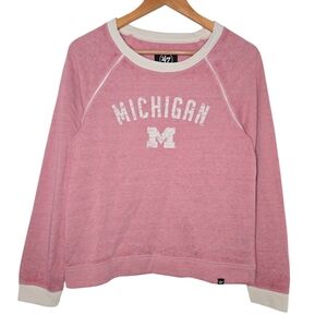 47 Brand Womens Pink Michigan Wolverines Lightweight Sweatshirt Small